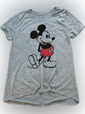 Classic Mickey Mouse Shirt Womens Large Disney Tunic Style Tee Gray Red